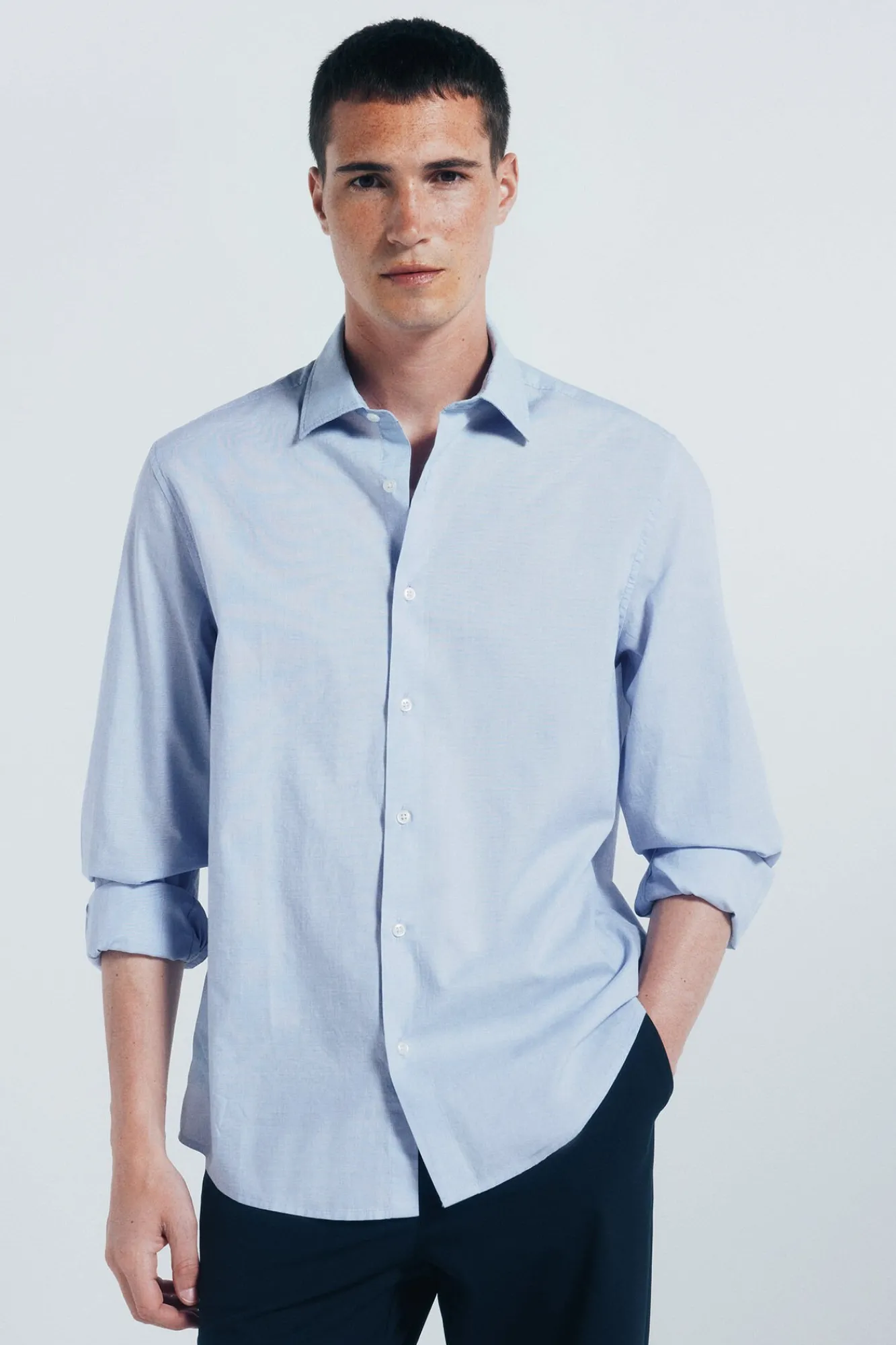 Springfield Camisas-Camisa de algodão com debrum azul