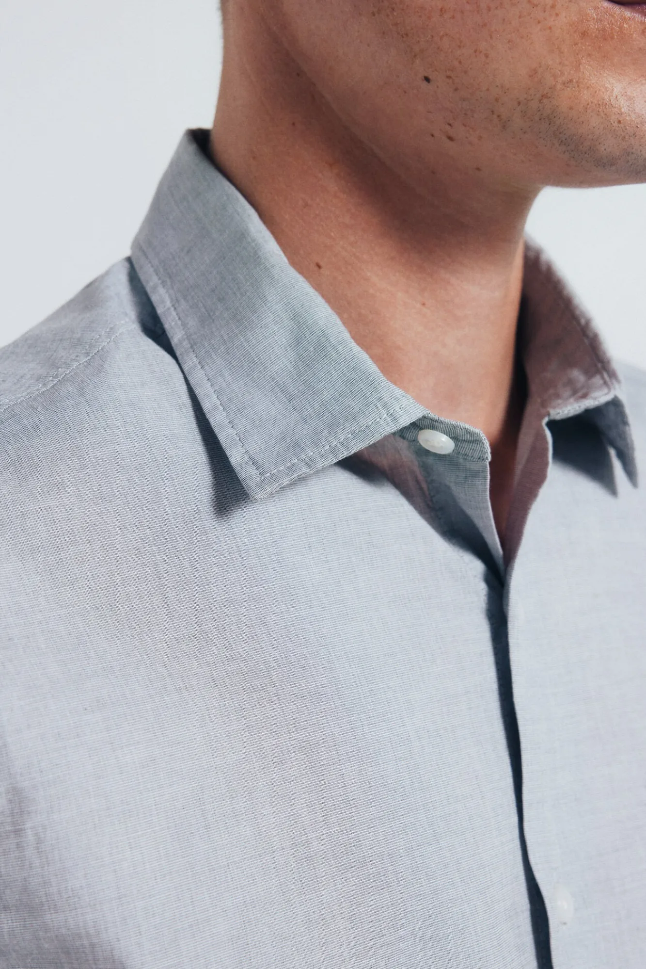 Springfield Camisas-Camisa de algodão com debrum cinzento