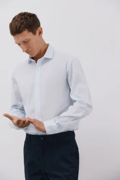 Cortefiel Camisas-Camisa de algodão micro xadrez Azul