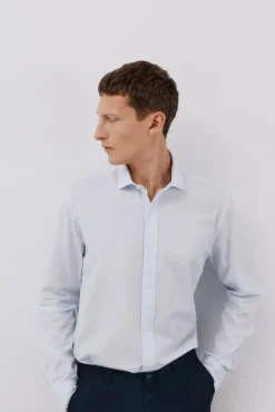 Cortefiel Camisas-Camisa de algodão micro xadrez Azul