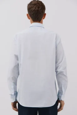 Cortefiel Camisas-Camisa de algodão micro xadrez Azul
