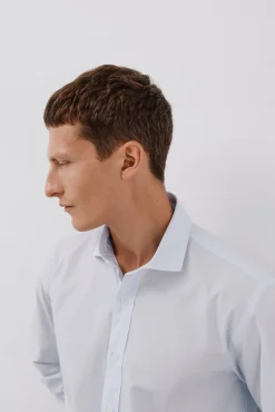Cortefiel Camisas-Camisa de algodão micro xadrez Azul