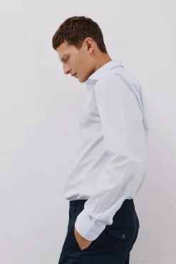 Cortefiel Camisas-Camisa de algodão micro xadrez Azul