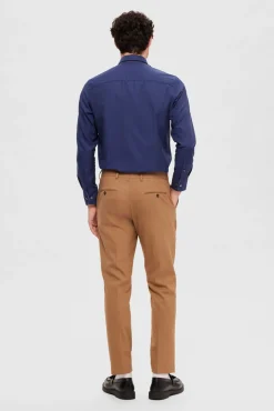 Selected Camisas|Camisas Clássicas-Camisa de algodão orgânico Slim Fit. Azul