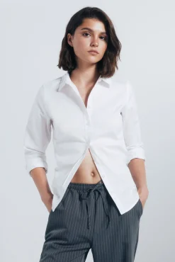 Springfield Blusas-Camisa de algodão Oxford branco