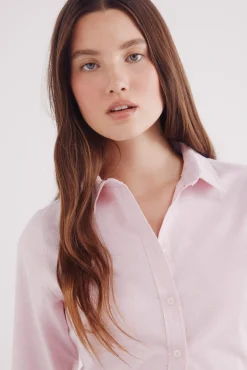 Springfield Blusas-Camisa de algodão Oxford rosa
