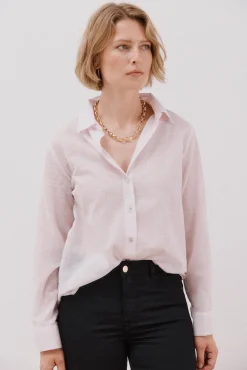 Cortefiel Blusas-Camisa de algodão riscas Subiu