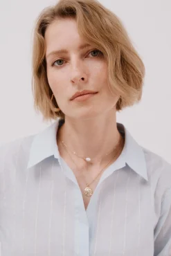 Cortefiel Blusas-Camisa de algodão riscas Azul