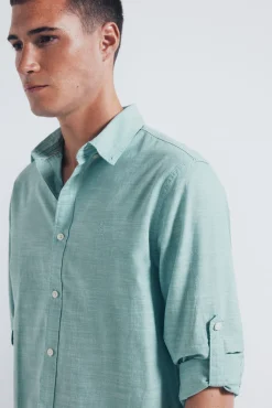 Springfield Camisas-Camisa de algodão Slub verde
