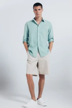 Springfield Camisas-Camisa de algodão Slub verde