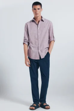 Springfield Camisas-Camisa de algodão Slub vermelho