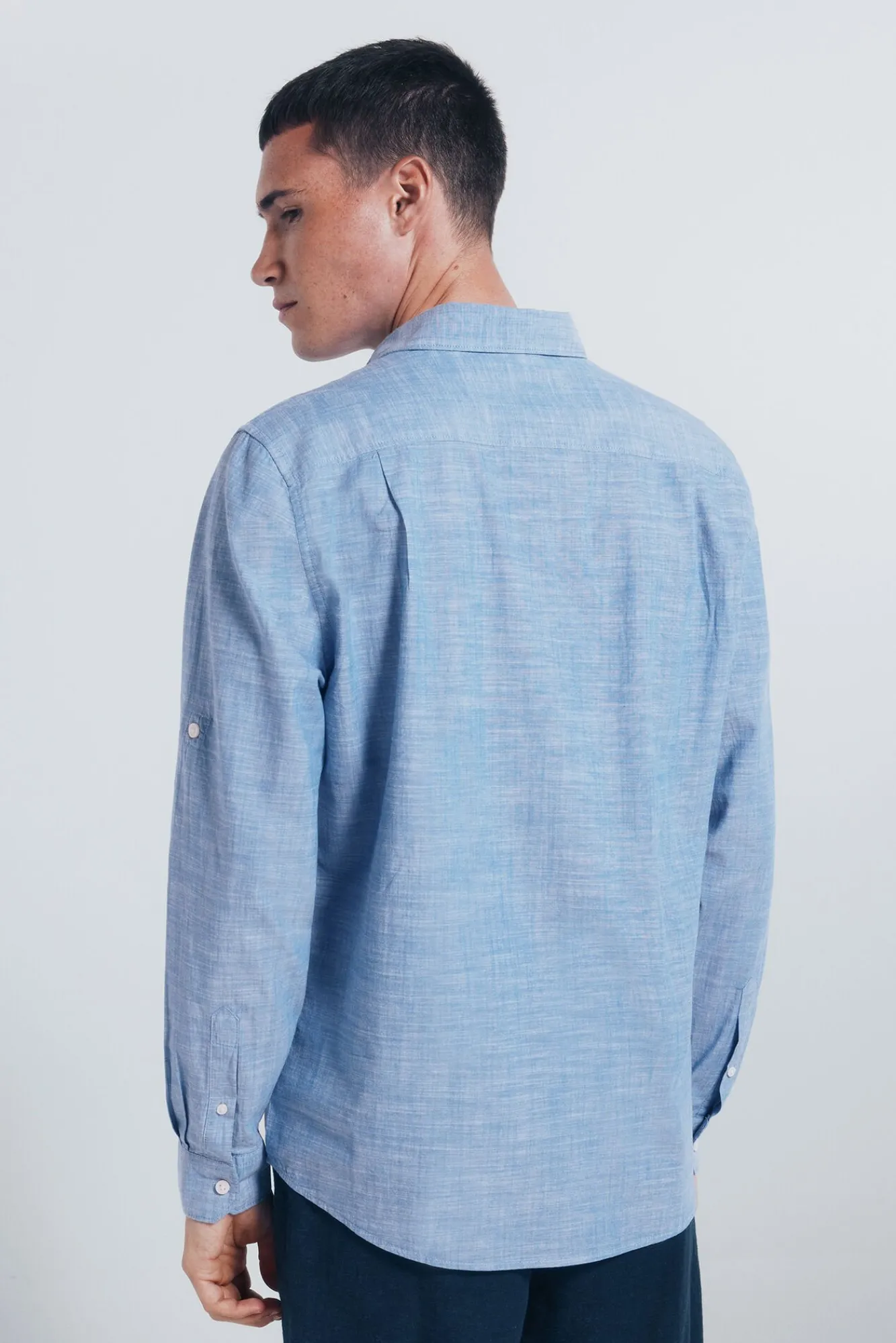 Springfield Camisas-Camisa de algodão Slub azul