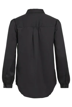 Vila Blusas-Camisa de cetim Preto