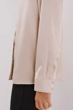 Cortefiel Blusas-Camisa de cetim brilhante Tostado