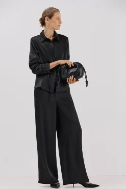 Cortefiel Blusas-Camisa de cetim brilhante Preto