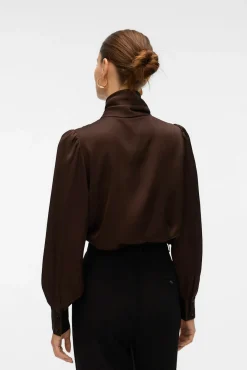 Vero Moda Blusas-Camisa de cetim com laçada laço Castanho