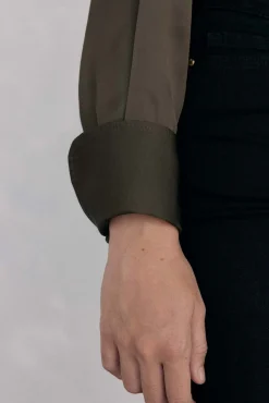 Pedro del Hierro Blusas-Camisa de cetim lisa Verde