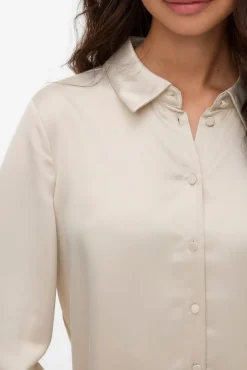 Vero Moda Blusas-Camisa de cetim lisa Tostado