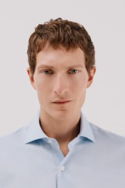 Cortefiel Camisas|Camisas Clássicas-Camisa de fato lisa fácil de engomar Azul