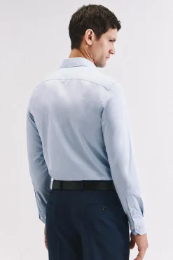 Cortefiel Camisas|Camisas Clássicas-Camisa de fato lisa fácil de engomar Azul