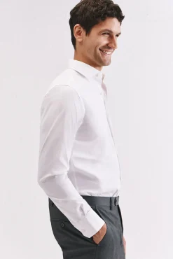 Cortefiel Camisas|Camisas Clássicas-Camisa de fato lisa fácil de engomar Branco