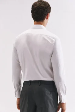 Cortefiel Camisas|Camisas Clássicas-Camisa de fato lisa fácil de engomar Branco