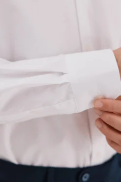 Cortefiel Camisas|Camisas Clássicas-Camisa de fato lisa fácil de engomar Branco