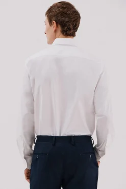 Cortefiel Camisas|Camisas Clássicas-Camisa de fato lisa fácil de engomar Branco