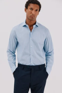 Cortefiel Camisas|Camisas Clássicas-Camisa de fato riscas fácil de engomar Azul