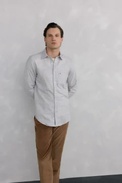 Pedro del Hierro Camisas-Camisa de flanela aos quadrados tecido italiano Cizento