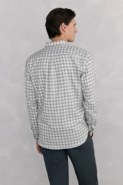 Pedro del Hierro Camisas-Camisa de flanela aos quadrados tecido italiano Cizento