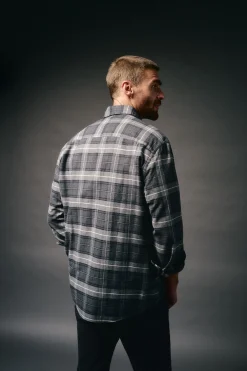 OOTO Camisas-Camisa de flanela xadrez Cinzento