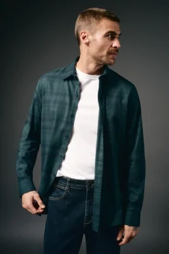 OOTO Camisas-Camisa de flanela xadrez Azul