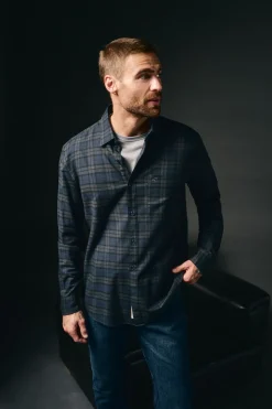 OOTO Camisas-Camisa de flanela xadrez Azul