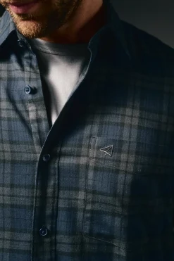 OOTO Camisas-Camisa de flanela xadrez Azul