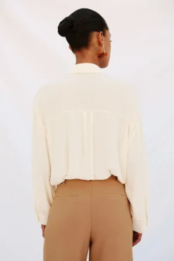 Cortefiel Blusas-Camisa de folho manga comprida com babados Branco