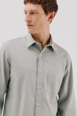 Cortefiel Camisas-Camisa de gabardina tencel Verde