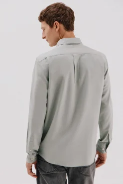 Cortefiel Camisas-Camisa de gabardina tencel Verde