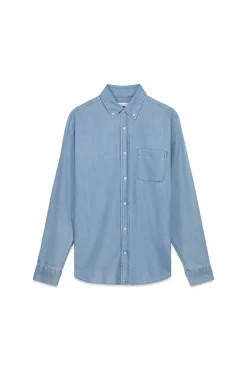 Cortefiel Camisas-Camisa de ganga Azul