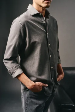 OOTO Camisas-Camisa de ganga Cinzento