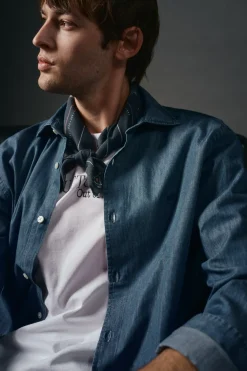 OOTO Camisas-Camisa de ganga Azul