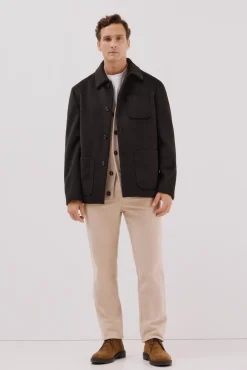 Cortefiel Camisas-Camisa de lã com botões Castanho