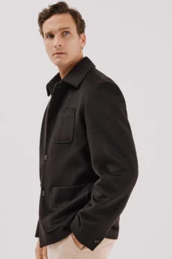 Cortefiel Camisas-Camisa de lã com botões Castanho