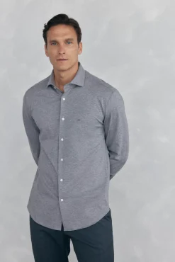 Pedro del Hierro Camisas|Camisas Clássicas-Camisa de malha malha Cizento