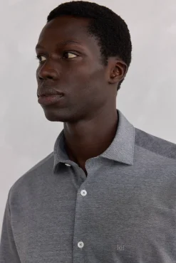 Pedro del Hierro Camisas|Camisas Clássicas-Camisa de malha malha Cizento