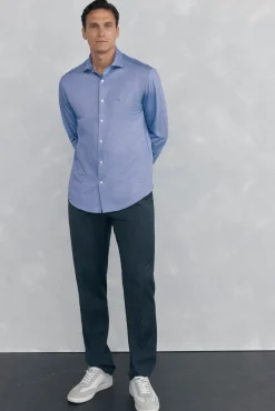 Pedro del Hierro Camisas|Camisas Clássicas-Camisa de malha malha Azul