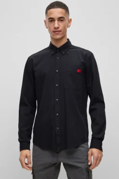 HUGO Camisas-Camisa de manga comprida Preto