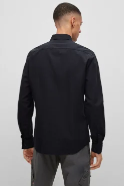 HUGO Camisas-Camisa de manga comprida Preto