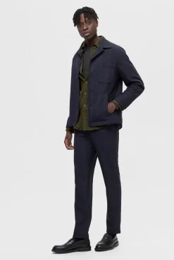 Selected Camisas-Camisa de manga comprida com corte slim Verde