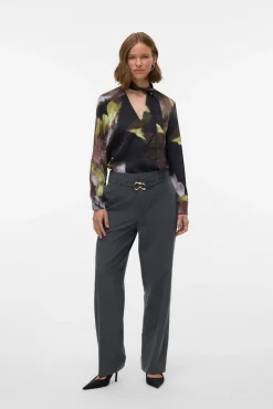 Vero Moda Blusas-Camisa de manga comprida com laçada gola Preto